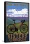 Sisters, Oregon - Mountain Bike-Lantern Press-Framed Stretched Canvas