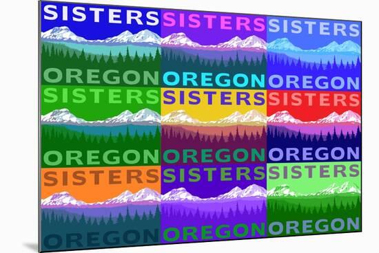 Sisters, Oregon - Mountains and Meadow Pop Art-Lantern Press-Mounted Premium Giclee Print