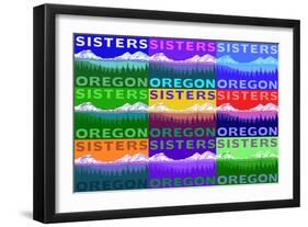 Sisters, Oregon - Mountains and Meadow Pop Art-Lantern Press-Framed Art Print
