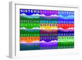 Sisters, Oregon - Mountains and Meadow Pop Art-Lantern Press-Framed Art Print