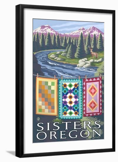 Sisters, Oregon, Quilt Scene-Lantern Press-Framed Art Print