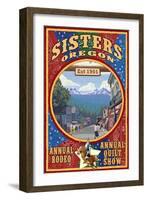 Sisters, Oregon - Town Scene Quilt Design-Lantern Press-Framed Art Print