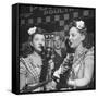 Sisters Performing at the Microphone at the Grand Ole Opry-Ed Clark-Framed Stretched Canvas