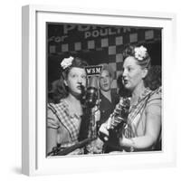 Sisters Performing at the Microphone at the Grand Ole Opry-Ed Clark-Framed Photographic Print