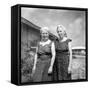 Sisters Pose in the Yard of a Suburban Cleveland Home, Ca. 1966.-Kirn Vintage Stock-Framed Stretched Canvas