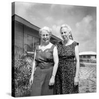 Sisters Pose in the Yard of a Suburban Cleveland Home, Ca. 1966.-Kirn Vintage Stock-Stretched Canvas