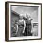 Sisters Pose in the Yard of a Suburban Cleveland Home, Ca. 1966.-Kirn Vintage Stock-Framed Photographic Print