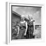 Sisters Pose in the Yard of a Suburban Cleveland Home, Ca. 1966.-Kirn Vintage Stock-Framed Photographic Print
