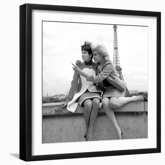 Sisters Sylviane and Sophie Agacinski at Trocadero, Paris, 16 July 1966-null-Framed Photo