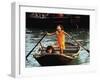 Sisters Who Live with Their Family on Halong Bay, Vietnam, Row Their Boat out to Greet Tourists-null-Framed Premium Photographic Print