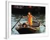 Sisters Who Live with Their Family on Halong Bay, Vietnam, Row Their Boat out to Greet Tourists-null-Framed Photographic Print