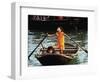 Sisters Who Live with Their Family on Halong Bay, Vietnam, Row Their Boat out to Greet Tourists-null-Framed Photographic Print