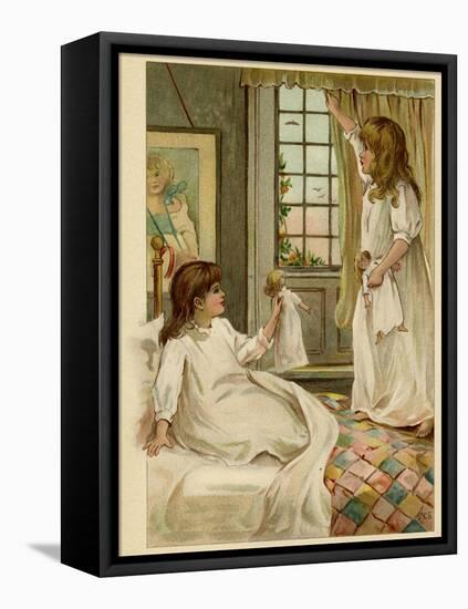 Sisters with Dolls-William St Clair Simmons-Framed Stretched Canvas
