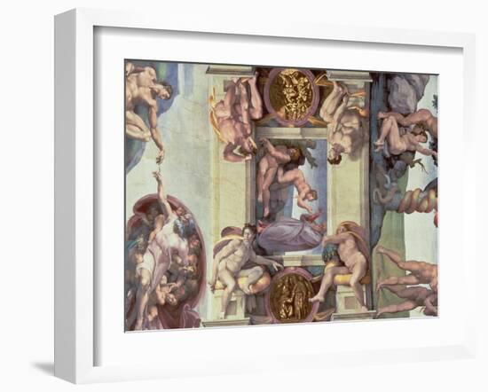 Sistine Chapel Ceiling (1508-12): the Creation of Eve, 1510 (Post Restoration)-Michelangelo Buonarroti-Framed Giclee Print