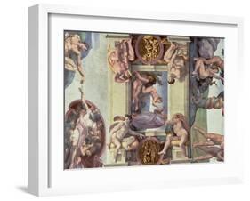 Sistine Chapel Ceiling (1508-12): the Creation of Eve, 1510 (Post Restoration)-Michelangelo Buonarroti-Framed Giclee Print