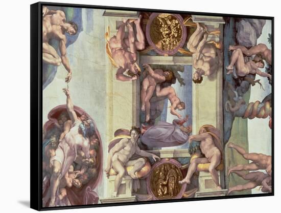 Sistine Chapel Ceiling (1508-12): the Creation of Eve, 1510 (Post Restoration)-Michelangelo Buonarroti-Framed Stretched Canvas