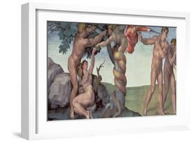 Sistine Chapel Ceiling (1508-12): the Fall of Man, 1510 (Post Restoration)-Michelangelo Buonarroti-Framed Giclee Print