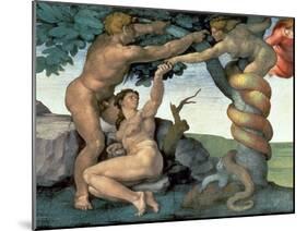 Sistine Chapel Ceiling (1508-12): the Fall of Man, 1510 (Post Restoration)-Michelangelo Buonarroti-Mounted Giclee Print