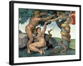 Sistine Chapel Ceiling (1508-12): the Fall of Man, 1510 (Post Restoration)-Michelangelo Buonarroti-Framed Giclee Print