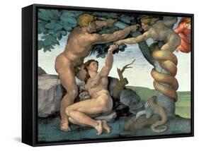 Sistine Chapel Ceiling (1508-12): the Fall of Man, 1510 (Post Restoration)-Michelangelo Buonarroti-Framed Stretched Canvas