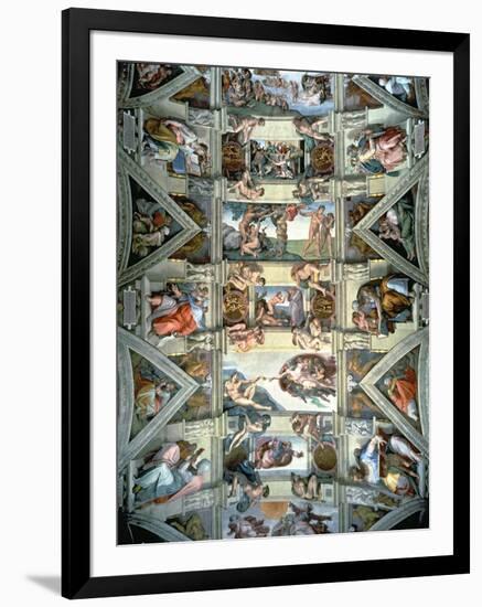 Sistine Chapel Ceiling and Lunettes, 1508-12-Michelangelo Buonarroti-Framed Premium Giclee Print