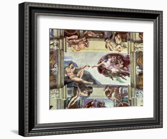 Sistine Chapel Ceiling, Creation of Adam, 1510-Michelangelo Buonarroti-Framed Giclee Print