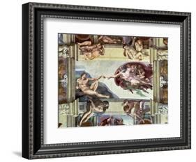 Sistine Chapel Ceiling, Creation of Adam, 1510-Michelangelo Buonarroti-Framed Giclee Print