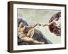 Sistine Chapel Ceiling: Creation of Adam, Detail of the Outstretched Arms, 1510-Michelangelo Buonarroti-Framed Giclee Print
