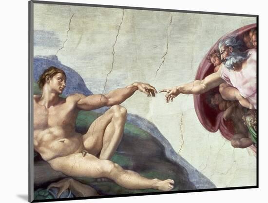 Sistine Chapel Ceiling: Creation of Adam, Detail of the Outstretched Arms, 1510-Michelangelo Buonarroti-Mounted Giclee Print