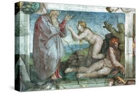 Sistine Chapel Ceiling: Creation of Eve, with Four Ignudi, 1511-Michelangelo Buonarroti-Stretched Canvas