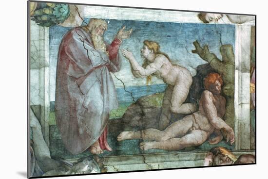 Sistine Chapel Ceiling: Creation of Eve, with Four Ignudi, 1511-Michelangelo Buonarroti-Mounted Giclee Print