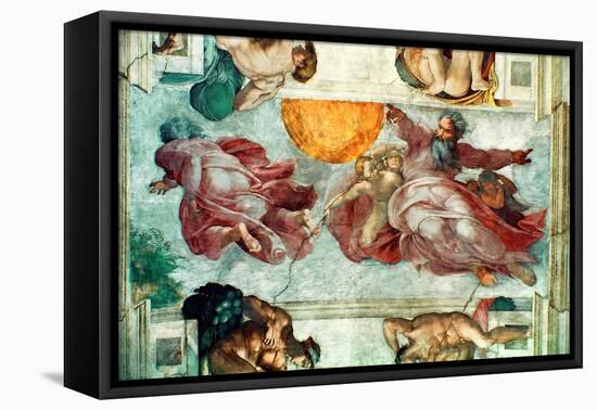 Sistine Chapel Ceiling: Creation of the Sun and Moon, 1508-12-Michelangelo Buonarroti-Framed Stretched Canvas