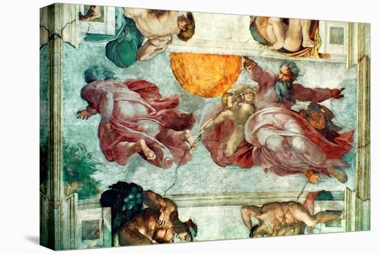 Sistine Chapel Ceiling: Creation of the Sun and Moon, 1508-12-Michelangelo Buonarroti-Stretched Canvas