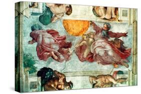 Sistine Chapel Ceiling: Creation of the Sun and Moon, 1508-12-Michelangelo Buonarroti-Stretched Canvas