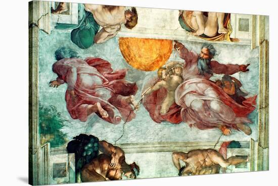 Sistine Chapel Ceiling: Creation of the Sun and Moon, 1508-12-Michelangelo Buonarroti-Stretched Canvas