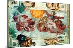 Sistine Chapel Ceiling: Creation of the Sun and Moon, 1508-12-Michelangelo Buonarroti-Mounted Premium Giclee Print