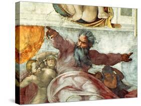 Sistine Chapel Ceiling, Creation of the Sun and Moon, 1508-12-Michelangelo Buonarroti-Stretched Canvas