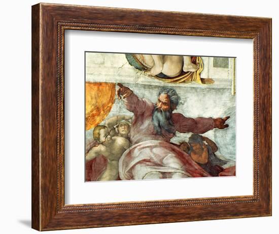 Sistine Chapel Ceiling, Creation of the Sun and Moon, 1508-12-Michelangelo Buonarroti-Framed Giclee Print