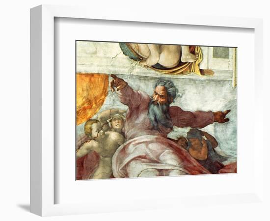 Sistine Chapel Ceiling, Creation of the Sun and Moon, 1508-12-Michelangelo Buonarroti-Framed Giclee Print