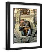 Sistine Chapel Ceiling: Cumaean Sibyl, 1510-Michelangelo Buonarroti-Framed Premium Giclee Print