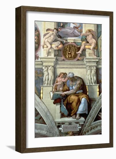 Sistine Chapel Ceiling: Cumaean Sibyl, 1510-Michelangelo Buonarroti-Framed Giclee Print