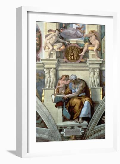 Sistine Chapel Ceiling: Cumaean Sibyl, 1510-Michelangelo Buonarroti-Framed Giclee Print