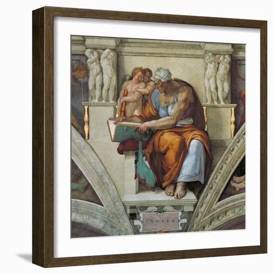 Sistine Chapel Ceiling, Cumaean Sibyl-Michelangelo Buonarroti-Framed Art Print