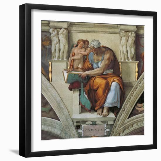 Sistine Chapel Ceiling, Cumaean Sibyl-Michelangelo Buonarroti-Framed Art Print