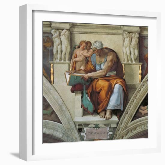 Sistine Chapel Ceiling, Cumaean Sibyl-Michelangelo Buonarroti-Framed Art Print