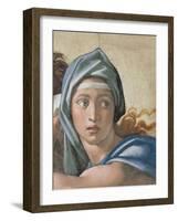 Sistine Chapel Ceiling, Delphic Sibyl's Face-Michelangelo Buonarroti-Framed Art Print