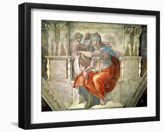 Sistine Chapel Ceiling: Delphic Sibyl-Michelangelo Buonarroti-Framed Giclee Print