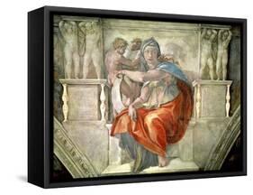 Sistine Chapel Ceiling: Delphic Sibyl-Michelangelo Buonarroti-Framed Stretched Canvas