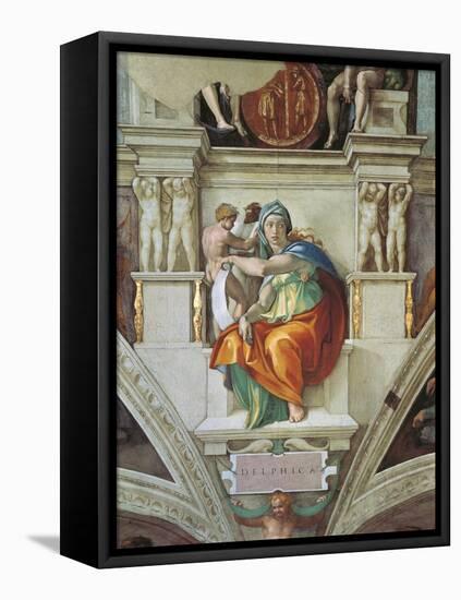 Sistine Chapel Ceiling, Delphic Sibyl-Michelangelo Buonarroti-Framed Stretched Canvas