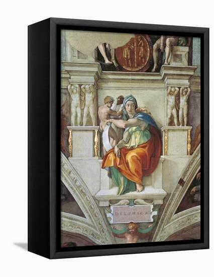 Sistine Chapel Ceiling, Delphic Sibyl-Michelangelo Buonarroti-Framed Stretched Canvas